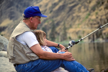 Grandfather fishing